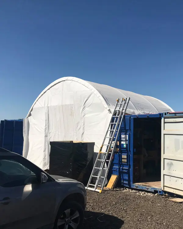 Carpa Storex: obra y material